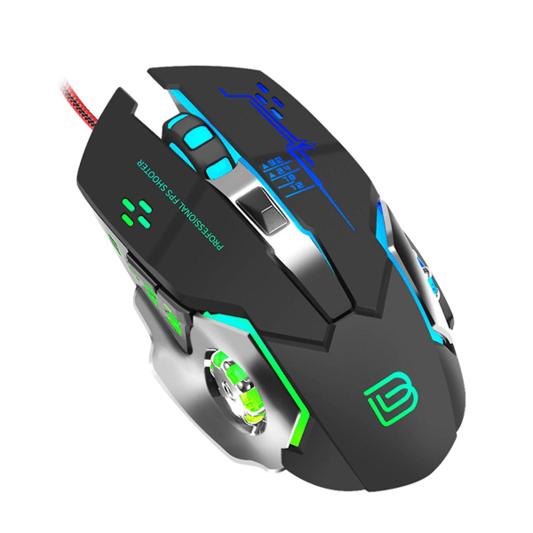 6 taster Gaming Mus Ergonomi Makro Wired Luminous Mouse 3200dpi Mekanisk
