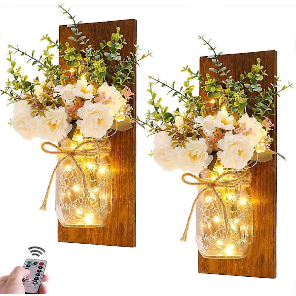2 kpl Rustic-seinävalaisimet Mason Jar -seinävalaisimet LED-tähtivalosarjalla Kotidekoraatioon