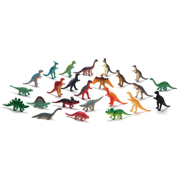 24 mini dinosaurfigurer og dinosaurskeletter, plastik