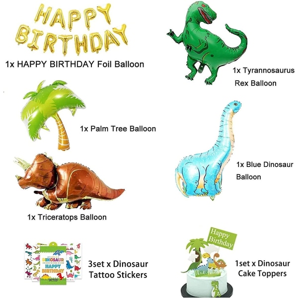 Dinosaurie Födelsedagsfest Dekorationer Pojke Stor Dinosaurie Födelsedagsballonger Barn Födelsedagstårta Topper För Pojke Födelsedagsfest Stor