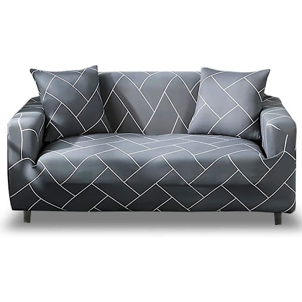 1-delt Fit Stretch Sofaovertræk - Polyester Spandex Trykt Sofaovertræk - Møbelovertræk (3 Personer, Lysegrå Striber)