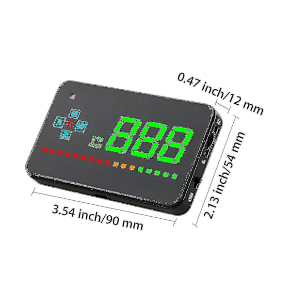 Auton digitaalinen GPS-nopeusmittari Head Up Display Ylinopeus MPH/km Väsymysvaroitus hälytys
