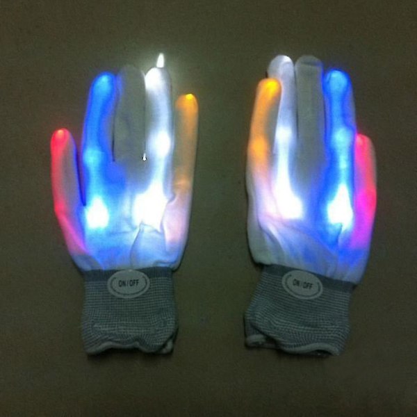 Led Farverige Handsker Finger Lights Party Rave Blinkende Handske Børn Unisex Gul