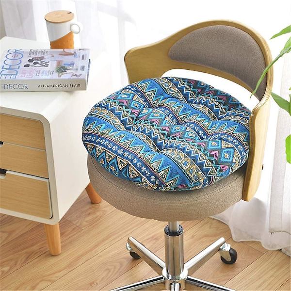 Hemfärgade Runda Sittdynor, 100% Bomull Bekväma Trädgård Köks Matstolsdynor För Kuddar (40 * 40 Cm,nationalitet)