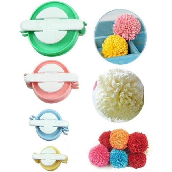 Pom Pom Maker, Pompom Makers Handgjorda Pom Pom Verktyg Tillverkning Leksak Hantverk Set DIY Fluff Boll Bobble Weaver Nål Stickning Ull Blue Green Pink Yellow
