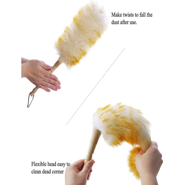 Feather Duster With Wood Handle, Blinds Cleaner Purifier, Brush Cleaning Tool, Lambswool Dusters For Cleaning Vehicles, Office And Housework Dusting