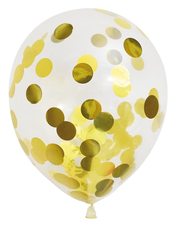 Balloner 30 cm Konfetti Guld 6-pak