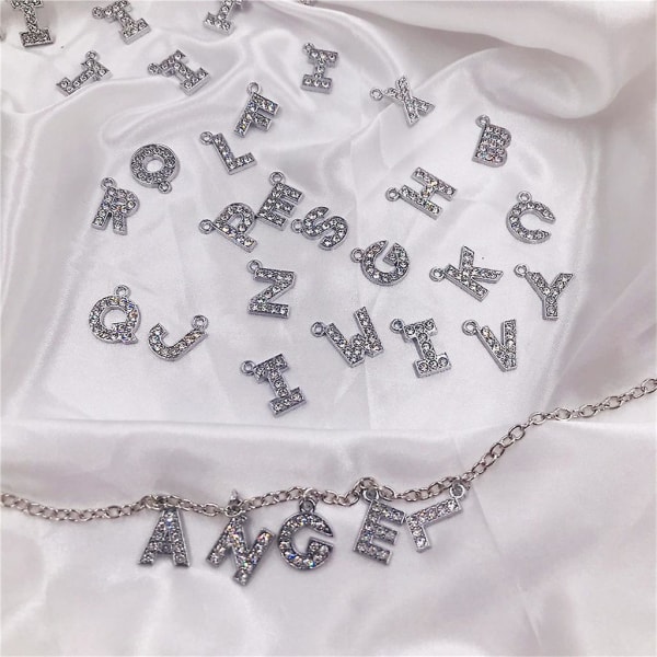 26 st/set A-z För Rhinestone Engelska Bokstäver Charm Kristall Bokstav Pärla Hänge För