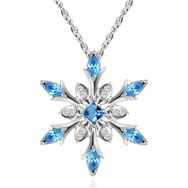 Women Necklace Snowflake Pendant Necklace and Decorated with Crystal Gift for Women in Jewellery Box