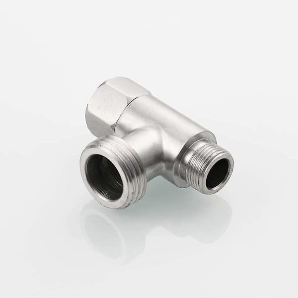 3-vejs 3/8\" og 1/2\" 3-vejs adapter T-samling rustfrit stål 3/8\" vandrør T-rør børstet nikkel