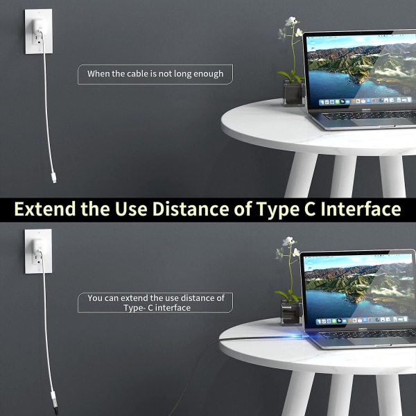 Thunderbolt 4 Förlängningskabel, Usb-c Kabel Till Usb C Hane Till Hona Stöder 8k/5k@60hz Video / 40gbps Dataöverföring / 100w Laddning (0,8m)