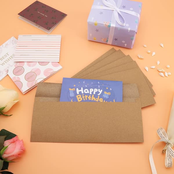 100 stk brune konvolutter - 24,1x10,5 cm selvforseglende sikkerhetskonvolutter for forretninger, post, sjekker og invitasjoner - Kraft 100PCS