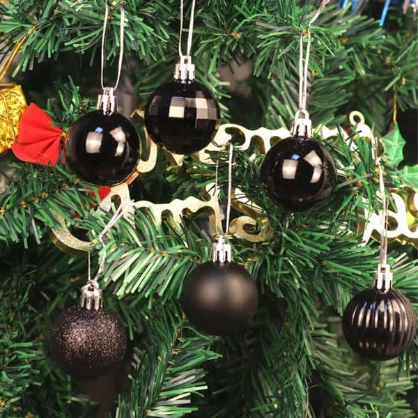 Juletrekuler, sett med 36 stk 4 cm juletrepynt, uknuselige (sort)
