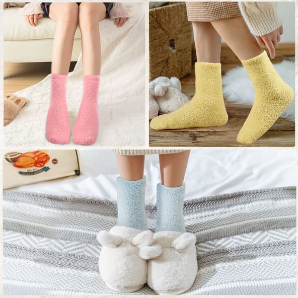 5 par bløde damesokker - bløde og komfortable, varme vintersokker til søvn, one size fits all.