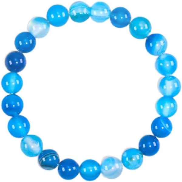 Krystal Armbånd, 8mm Naturlige Ædelstensperler Armbånd, Helbredende Krystal Armbånd til Kvinder Mænd Blue Stripe Agate