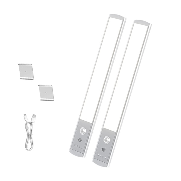 LED Underskap Belysning, 3 Fargetemperaturer Trinnløs Dimming Skaplys, Bevegelsessensor Garderobelys, USB Oppladbar Belysning for Skap