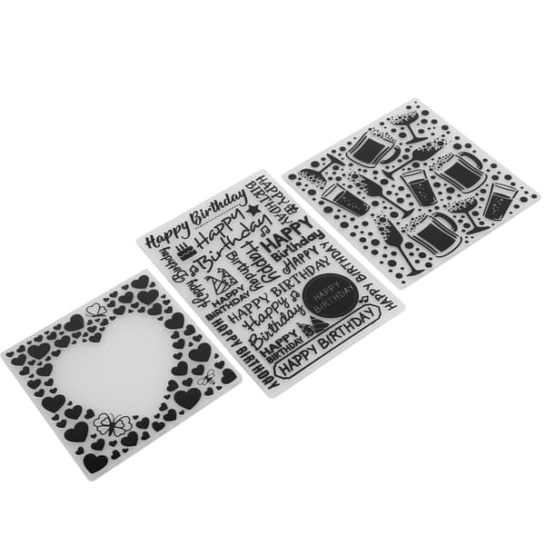 3 stk. pregefolder i plast DIY kortlaging papirhåndverk scrapbooking preget mal