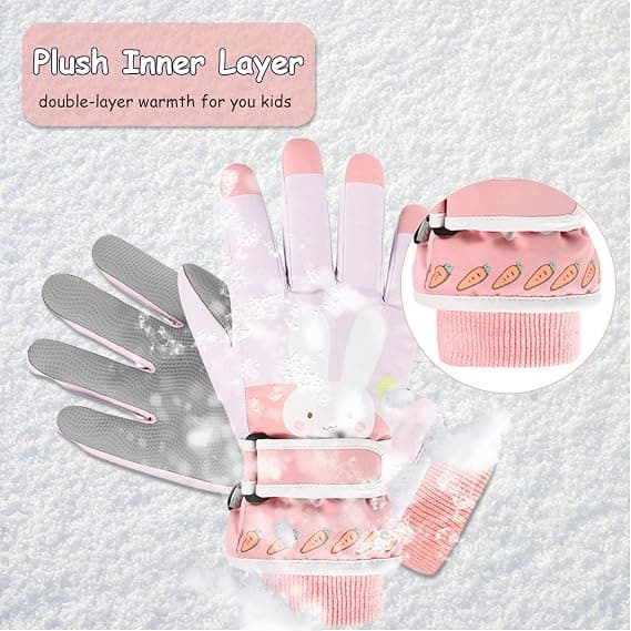 Barnas skihansker Vinter snøhansker Vanntette Vintervarme hansker for snowboard, aking, varme hansker for gutter og jenter Rosa Pink L