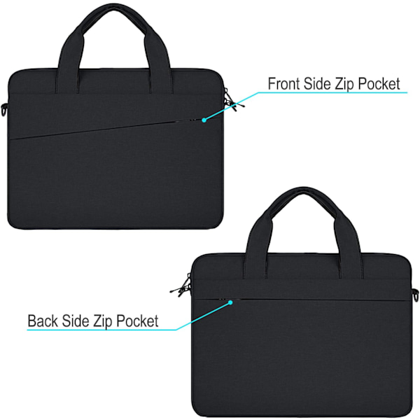 13/14/15/15,6 tums bärbar datorväska axelväska kompatibel med MacBook Pro Air Notebook Computer Chromebook Messenger Bag Carrying Case Briefcase Black 14"