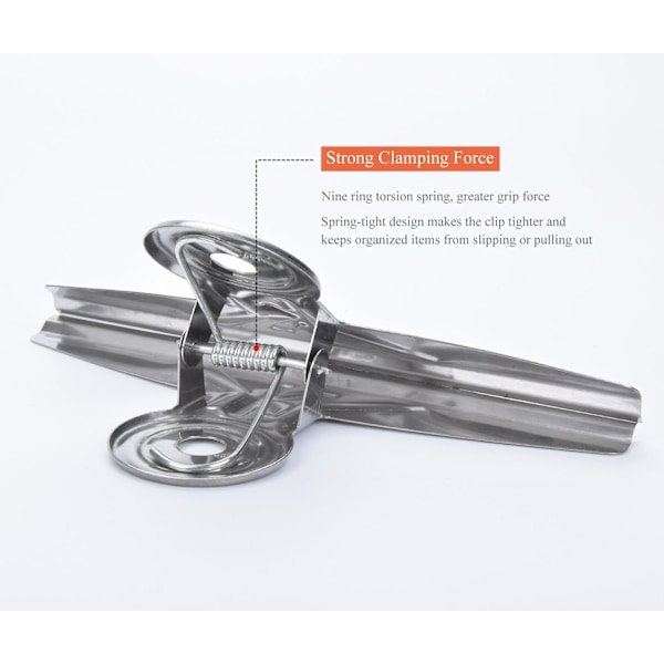 Extra Stora Klämmor i Rostfritt Stål, 2-pack 20 CM Silverfärgade Metallbindare Pappersklippsklämmor för Ritbräda Hemmakontor Silver 20 cm