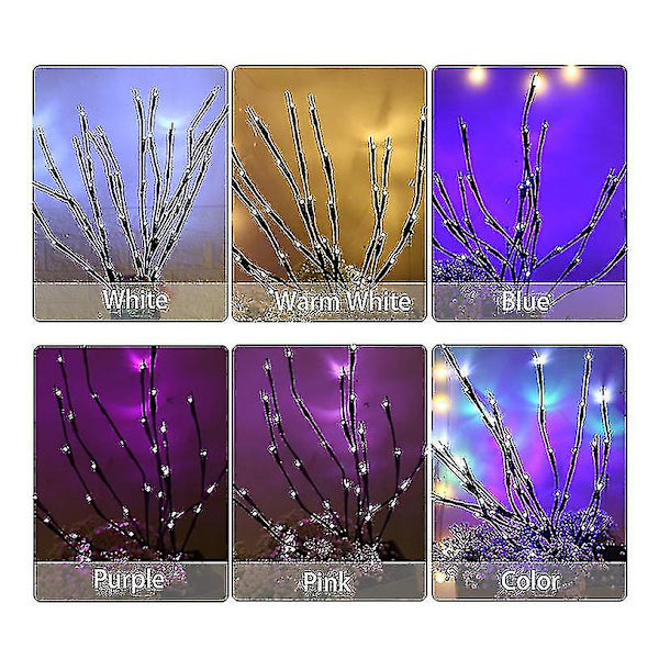 LED Farvede Lampe Blinkende Lys Gren Lys Værelses Dekoration Lys Ferie Lys Gren Lys 20 Hoveder Hjem Vase Dekoration Træ Lys