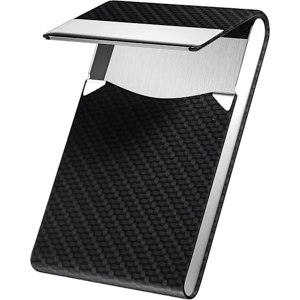 Sort - Visitkort Holder Til Mænd Og Kvinder, Rustfrit Stål, PU Læder, Magnetisk Lukning, Visitkort/Id/Pengepung Holder (1 stk)