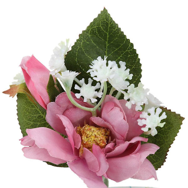 Konstgjord Brudgumskorsage Blomma Brosch Slips Mörkt Rosa