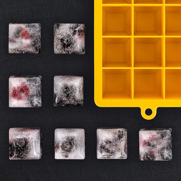 Bakker med 15 isterninger eller 30 isterninger - Silikone isterningbakke - BPA-fri - Sort/gul