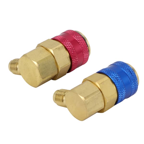 2 stk. R134A Bil AC Quick Connects 90° Lav- og Højtryksadapter