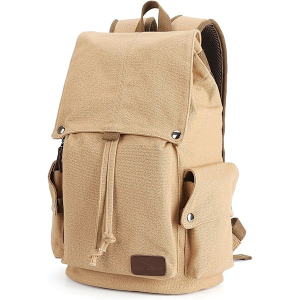 Canvas Rygsæk Mænd, Vintage Unisex Casual Rygsæk Canvas Rygsæk Bogtaske Satchel Vandring Rygsæk Rejse Udendørs Shouder Taske Vintage Udendørs Ruck A2khaki M S