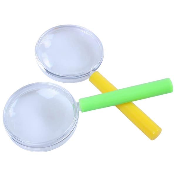 4 stk. mini forstørrelsesglas i plastik, legetøj til børn