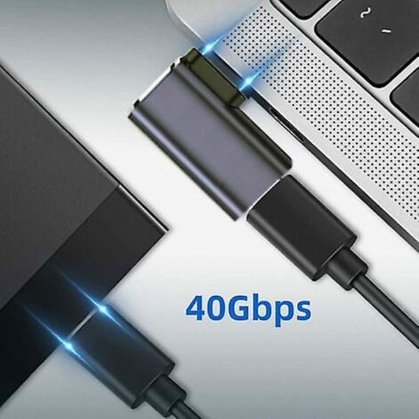 Cy USB-C Hann til Hunn Adapter, USB 4 Type C 90 Grader Venstre og Høyre Vinklet 100W 8K Video Strøm Data 2-pakning