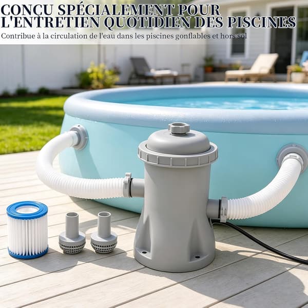 300 gallon/time poolvandpumpe, poolfiltreringspumpe, overjordisk poolfiltreringssystem
