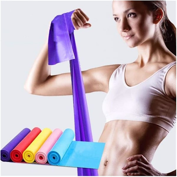 Modstandsbånd, Træningsbånd til Styrketræning Yoga Pilates Gym Træning Fitness Aerobic Stræk, Hjemmetræning Latex Elastiske Bånd Purple 1.5m/4.92ft