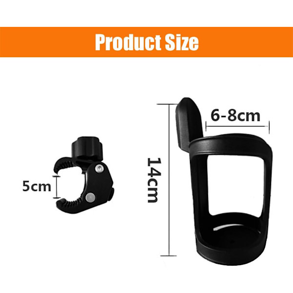 Sykkelflaskeholder, Svart Sykkelkoppholder 360 Graders Rotasjon Sykkelvannflaskebur; passer sykler, terrengsykler, barnevogner og rullestoler Black