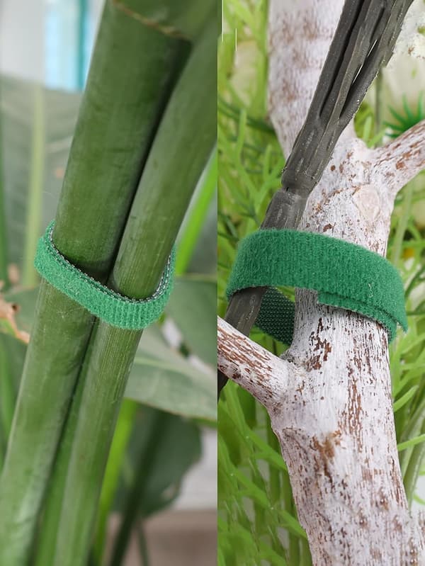 3 ruller med 200 cm selvklebende nylonbånd for planter, grønt
