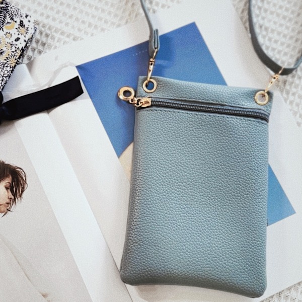 Liten Mobilväska, Mjuk Mobilväska i PU-läder för Damer, Mobilficka Crossbody Mobilväska - Blå blue