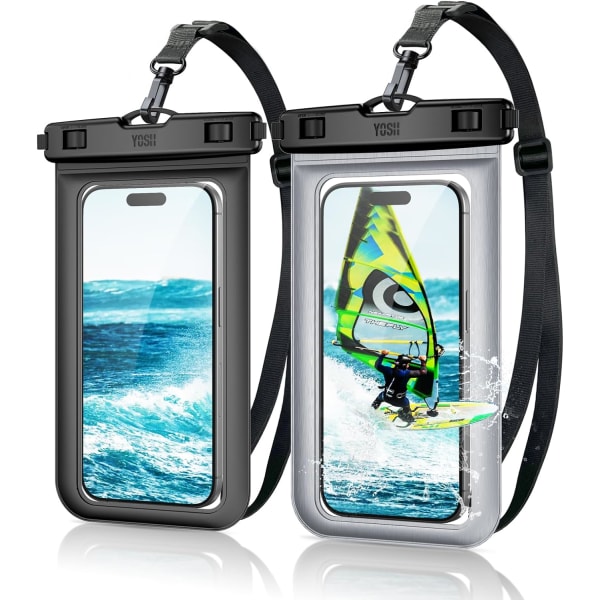 2024 vattentät telefonväska, [2-pack] IPX8 vattentätt phone case Torrväska för simning med justerbar rem för iPhone 15 14 13 12 11 Pro Max XS