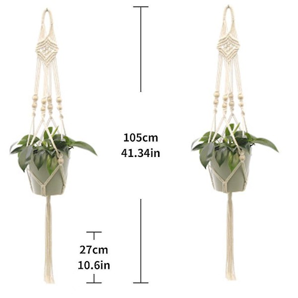 2 st Macrame Växthängare Inomhus Utomhus Hängande Planterkorg Bomullsrep Handgjord Blomkruka Nätväska