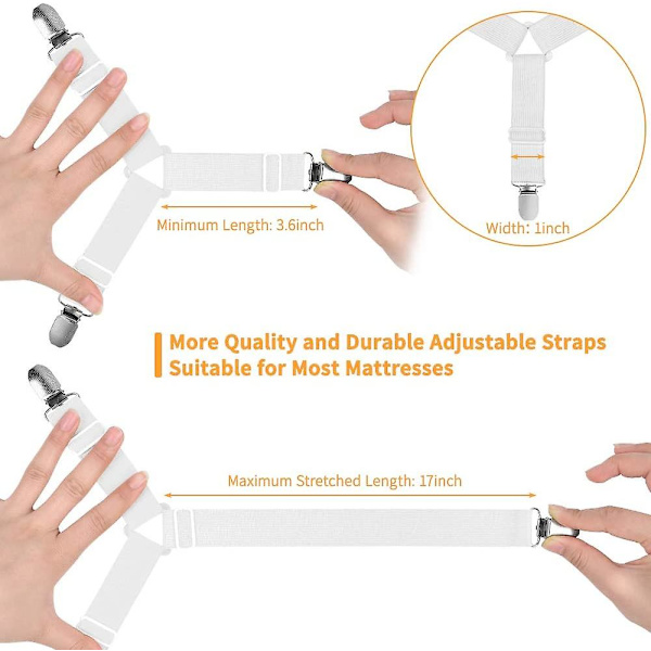 Sengestrop Fasteners, 4 stk Justerbare Trekant Elastiske Suspenders Gripper Holder Remme Klip Til Sengelinned, Madrasbetræk, Sofa Pude (sort)