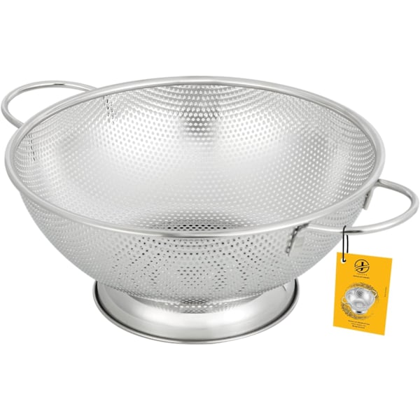 22,5 cm Mikroreikäinen Siivilä – Premium-Tasoinen Ruostumaton Teräs Suurilla Kahvoilla ja Pohjalla – Raskaankaltainen Siivilä Nuudeleille ja Pastalle, V Silver 22.5cm Colander