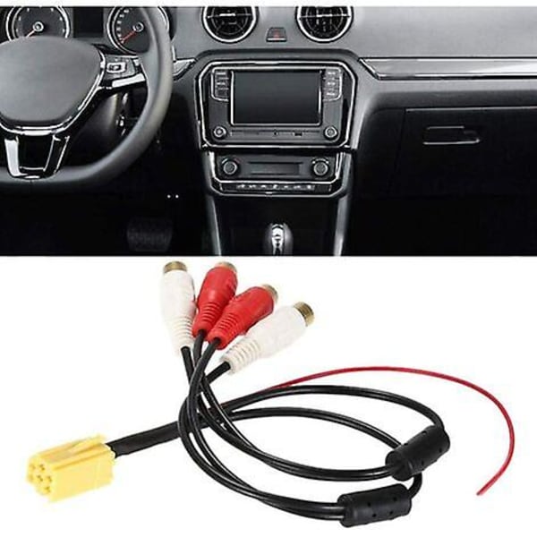 Bil ISO-adapter, Mini 6-pin ISO-adapter Aux-linjeutgang 4 Chinch-kabel 4 RCA-plugg for Seat