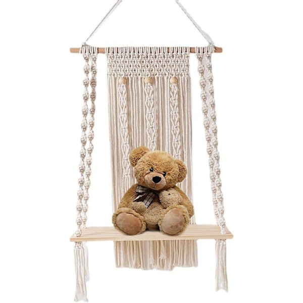 1 st Macrame-hylla - Väggorganiserare - Handgjorda vävda rep-hyllor, Bohemisk väggdekor, Hyllning av växter, böcker, samlingar