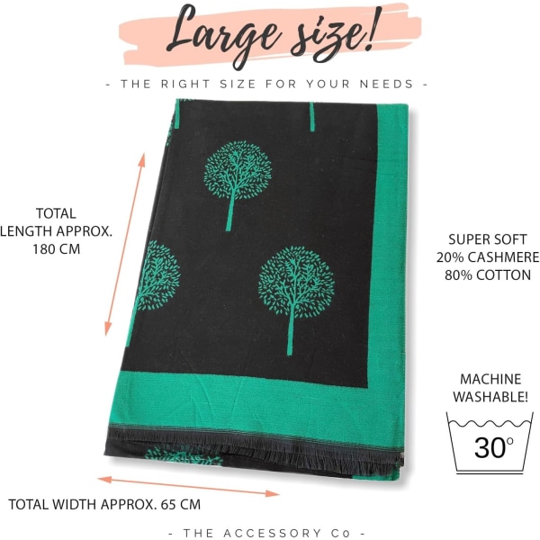 Cashmere Tree Life Blanket Scarf - Reversible Scarf Women Pashmina Shawl, Winter Scarfs Women, Large Wrap, Warm Scarf, Tree of Life Print Ladies Sca