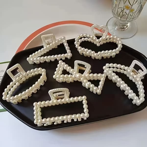 Hårspænder med kunstige perler til kvinder (sæt med 6) — Enkelt hårtilbehør