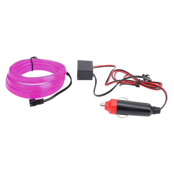 3 meter bilinteriørbelysning Auto LED-strip cigarettænder ledningsrør neonlys lilla