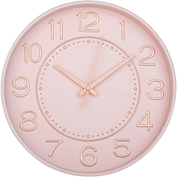 10 tum Små Väggklockor Batteridrivna, Tyst Ingen Tickande Klocka för Vägg, Modern Kvartsväggklocka för Vardagsrum Sovrum Kök Kontor S 10inchpink & Rosegold 1 pack 10 inch