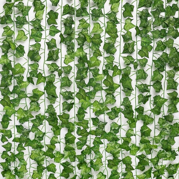 Fake Vines Fake Ivy Leaves Artificiell murgröna, murgröna krans gröna blad vinstockar, som visas i en set