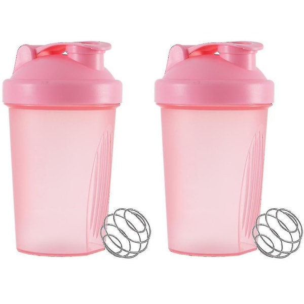 Klassisk Loop Top Shaker-flaska, proteinshakerkopp med omrörningskula, multifunktionell vattenflaska Rosa