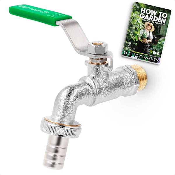 Udendørs hane sæt, 1/2\" BSP indløb x 3/4\" BSP udløb, havehane sæt til haveslange, slangeforbindelse, vandbeholder - nikkelbelagt messinghane, kugle Green